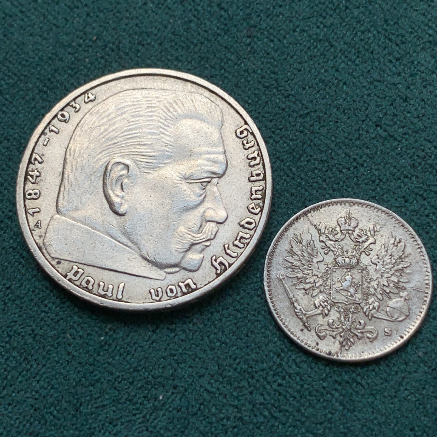 《竞宝斋》第169场-周日，周一2场 (全场包邮) 银币2枚 俄占芬兰1916年25P银币+德国1938年2马克银币