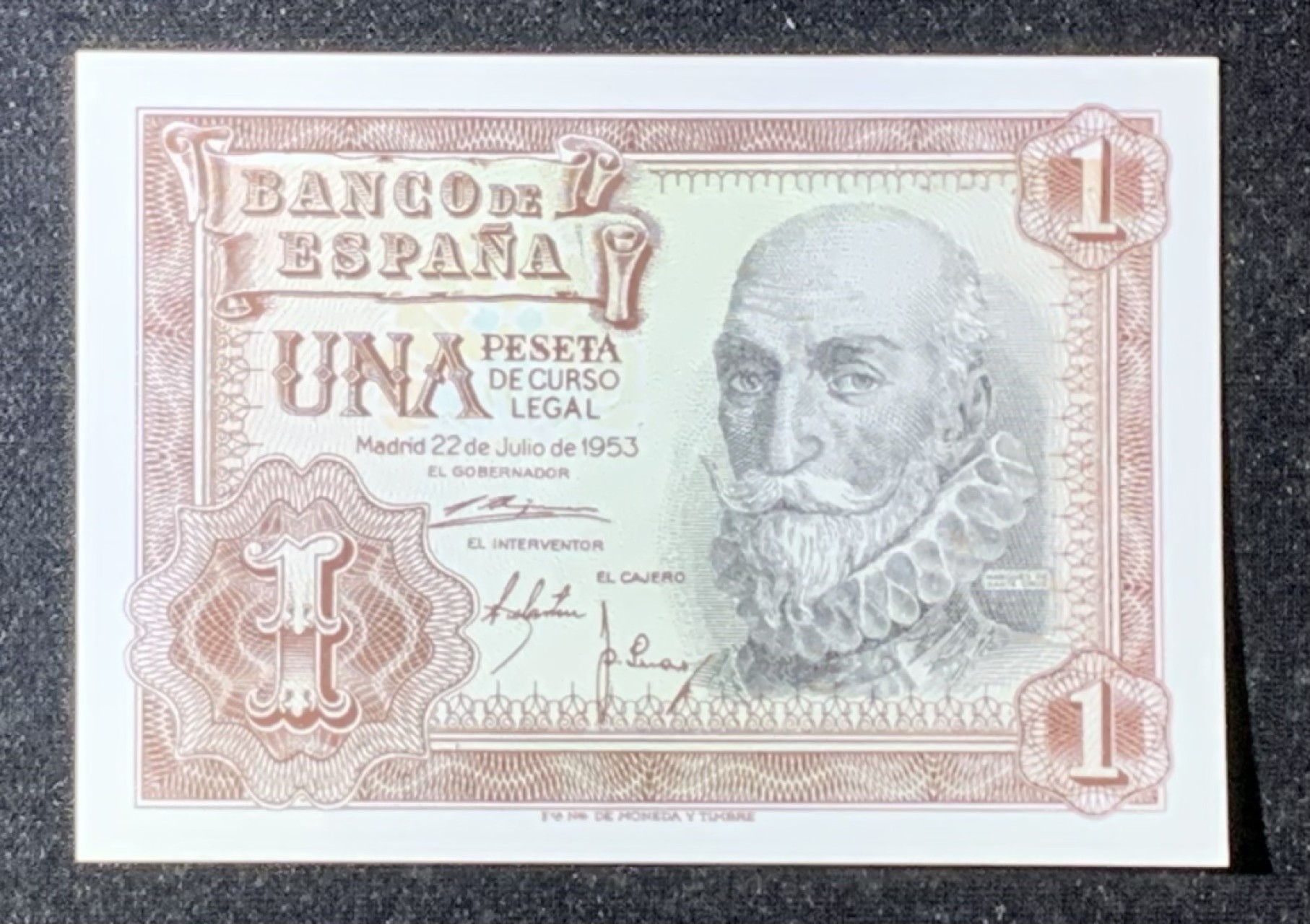 紫瑗钱币——第274期拍卖—纸币场 西班牙 1953年 阿尔瓦罗 1比塞塔 UNC