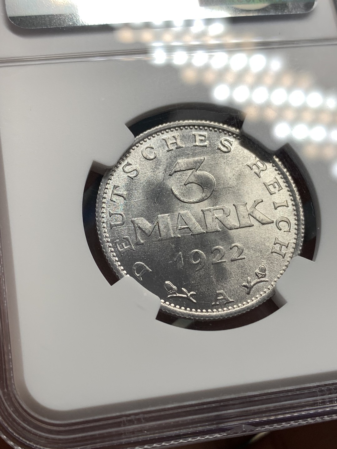 《竞宝斋》第169场-周日，周一2场 (全场包邮) NGC-MS67 德国 1922年3马克铝币 顶级分数