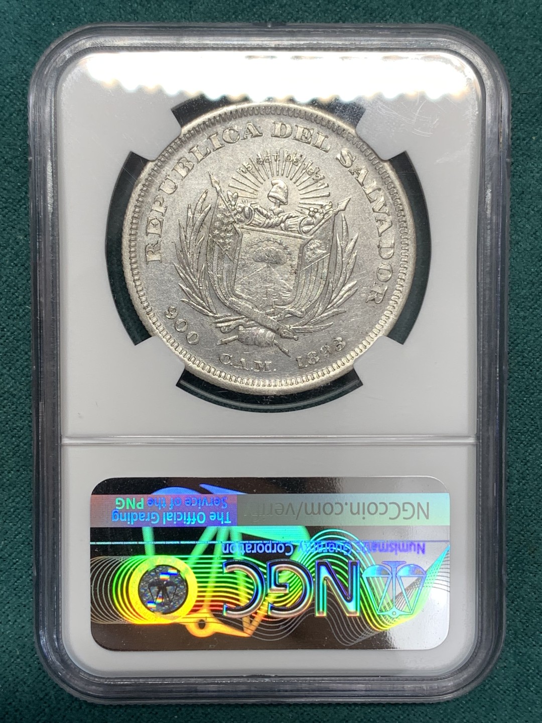 《竞宝斋》第169场-周日，周一2场 (全场包邮) NGC AUD  1893  萨尔瓦多1比索大银币 发行量第二少的年份 南美洲大热品种