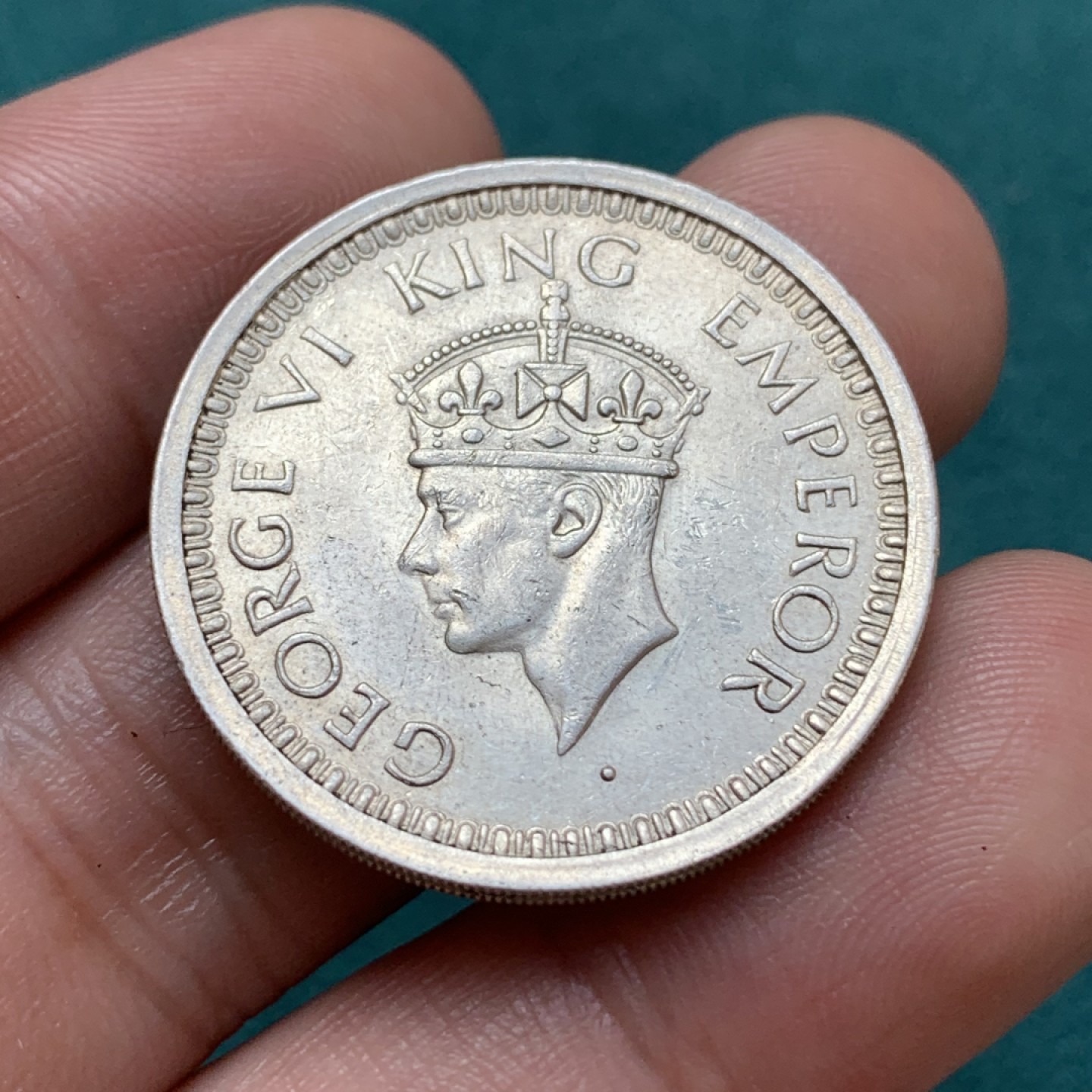 《竞宝斋》第169场-周日，周一2场 (全场包邮) 英属印度 乔六 1944年 1卢比银币