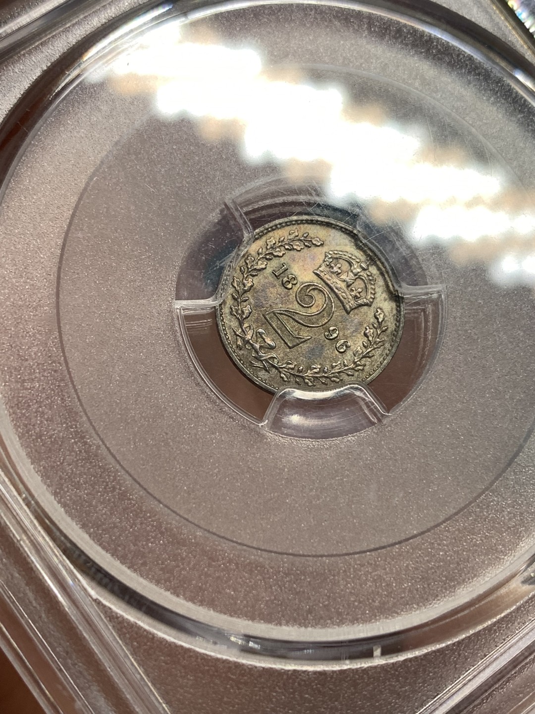 《竞宝斋》第169场-周日，周一2场 (全场包邮) PCGS PL66 英国1896年2便士银币 濯足币2D，发行量11000枚，深五彩包浆，P仅3枚更高