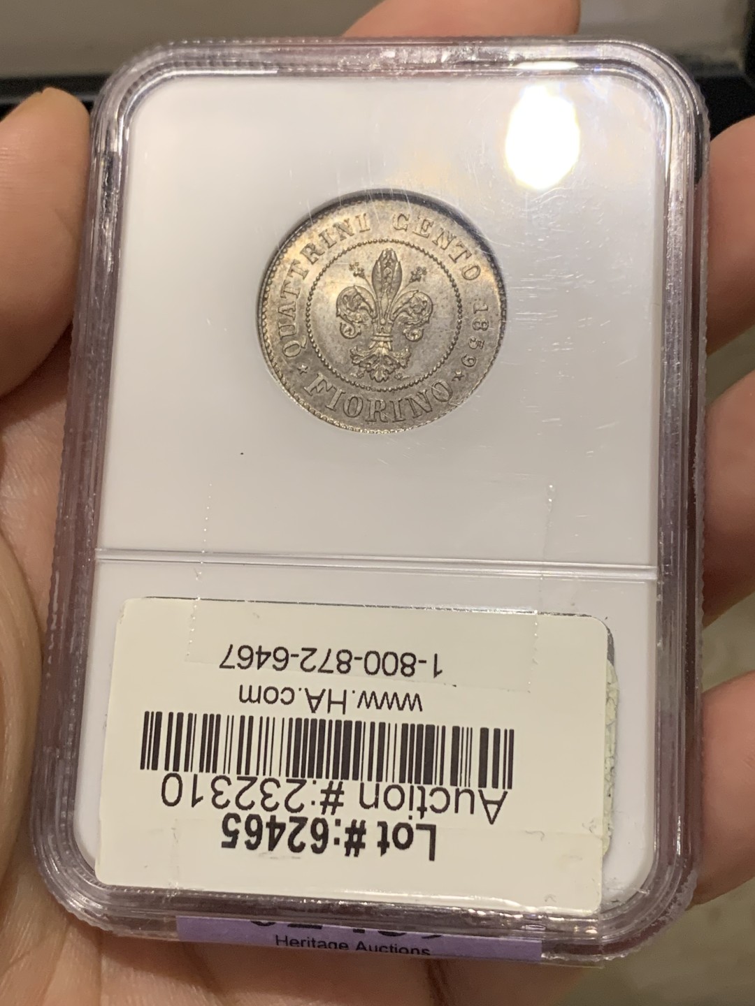 《竞宝斋》第169场-周日，周一2场 (全场包邮) NGC MS63 意大利1859托斯卡纳临时政府1弗洛林，单年版，临时政府发行的唯一银币。状态极佳带PL。From meduno collection