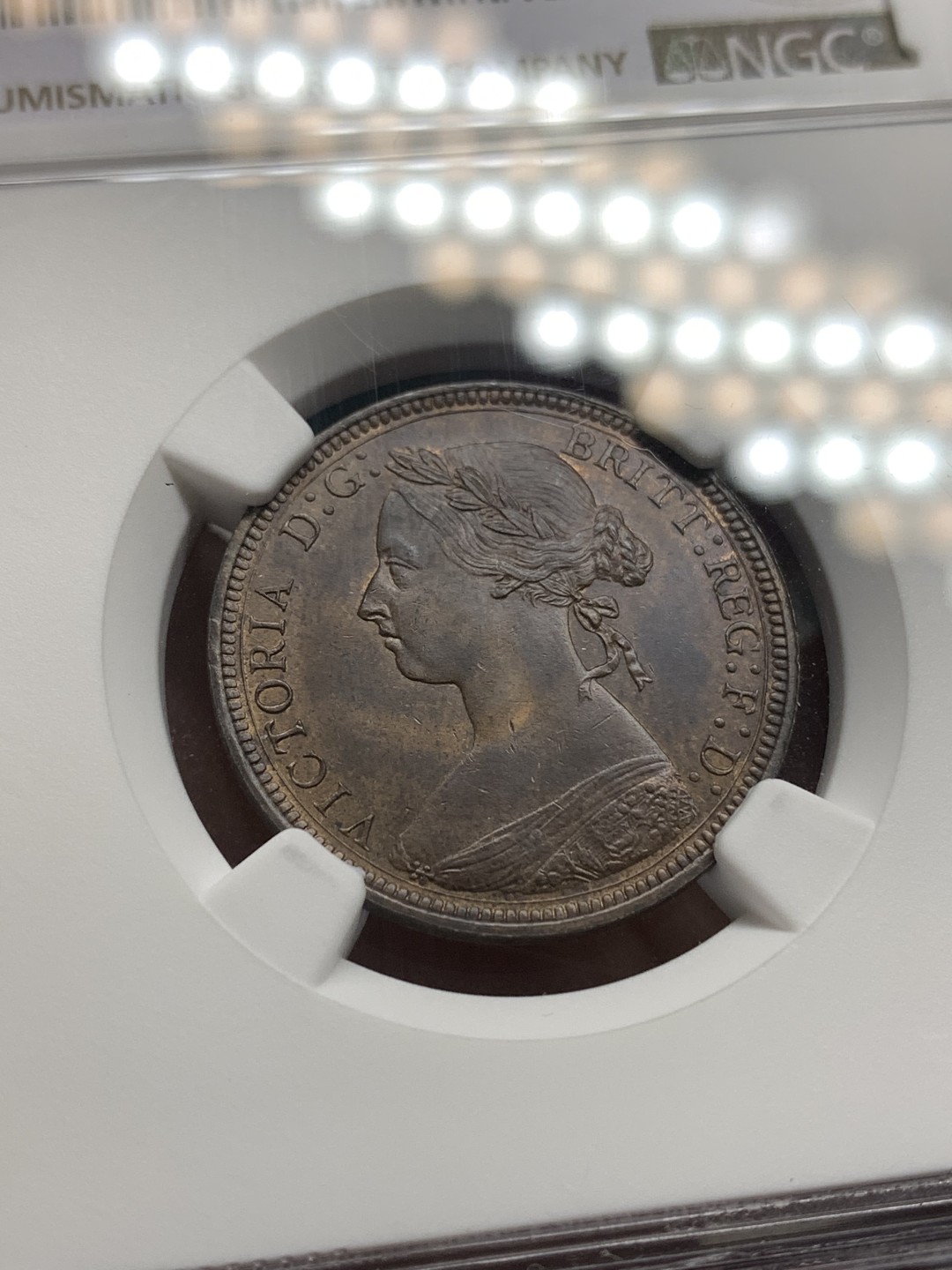 《竞宝斋》第169场-周日，周一2场 (全场包邮) NGC UNC 英国1891年1/2便士 币面状态非常好，两面图案高点毫无磨损