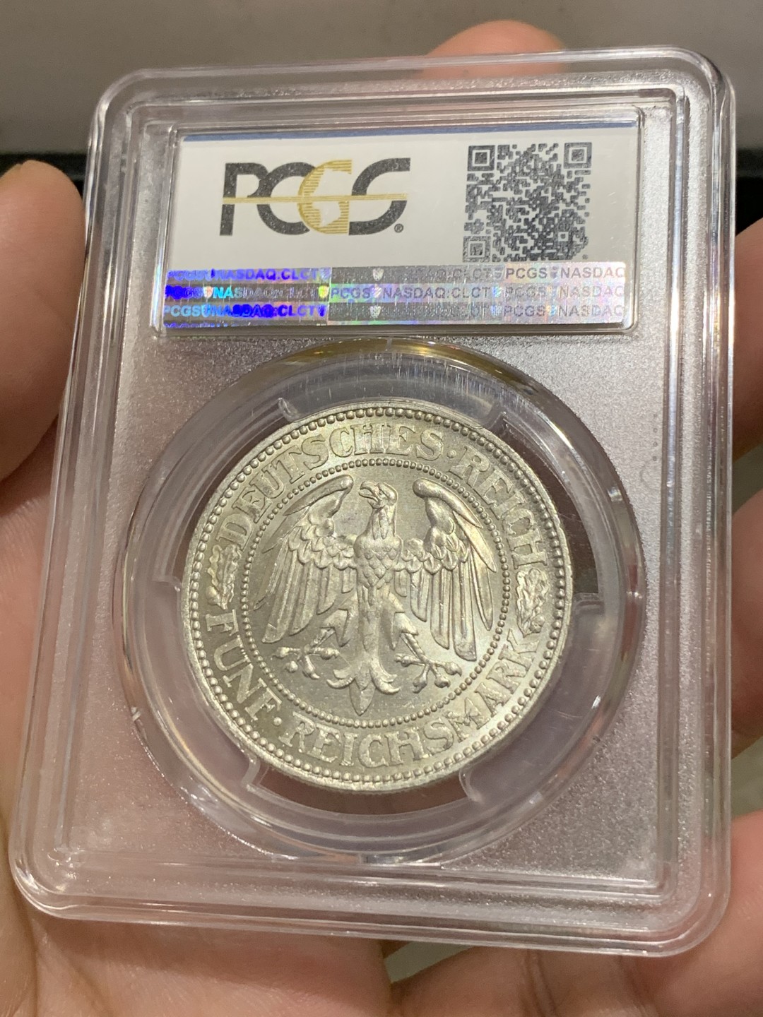 《竞宝斋》第169场-周日，周一2场 (全场包邮) PCGS-MS66 德国魏玛共和国1927年橡树5马克纪念银币 高分名誉品 一步到位终身收藏