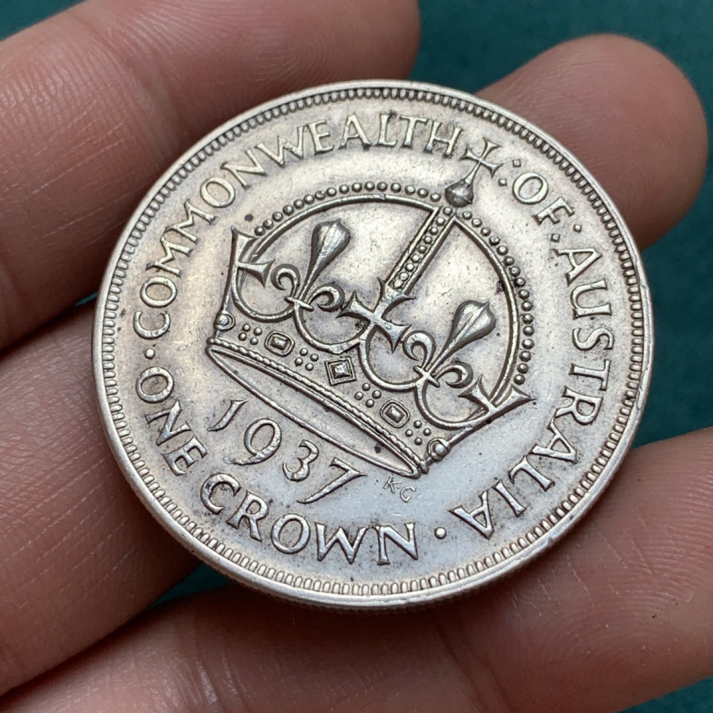 《竞宝斋》第169场-周日，周一2场 (全场包邮) 1937 澳大利亚 乔治六世 皇冠1克朗银币