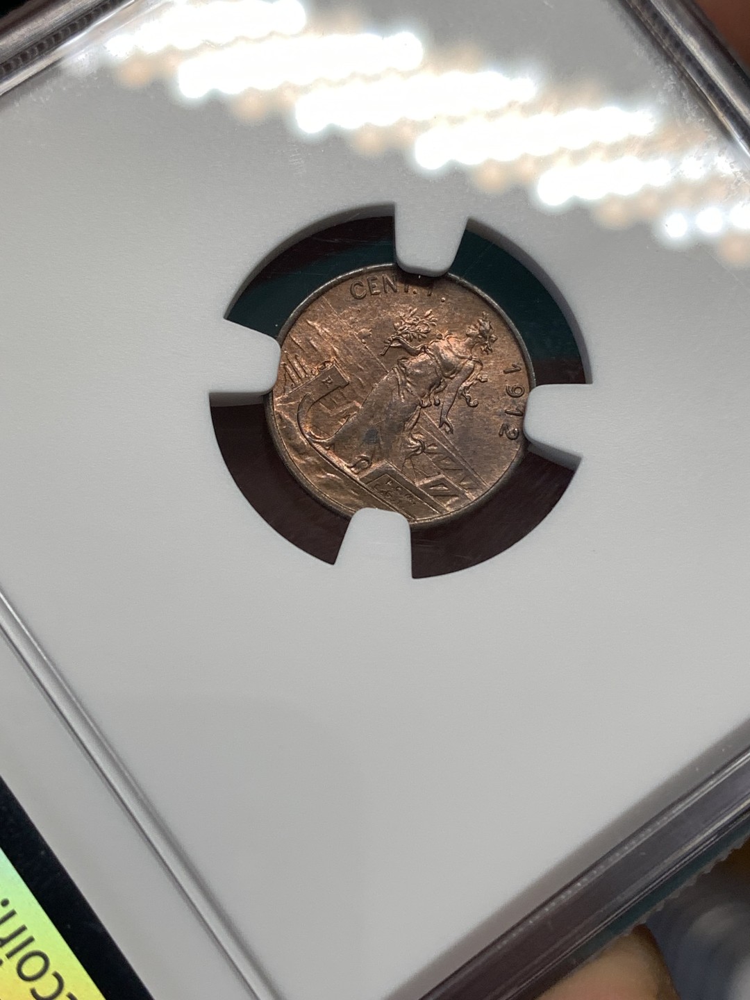 《竞宝斋》第169场-周日，周一2场 (全场包邮) NGC MS62 1912年意大利拿花女神1分铜币 低评好品好状态