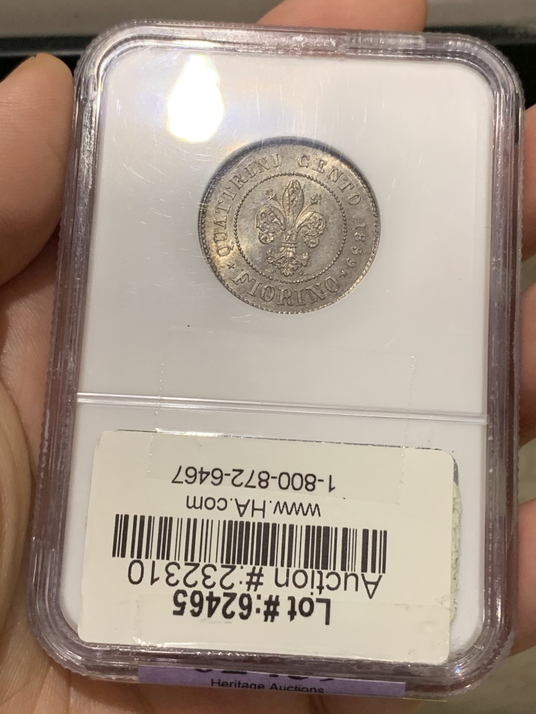 《竞宝斋》第169场-周日，周一2场 (全场包邮) NGC MS63 意大利1859托斯卡纳临时政府1弗洛林，单年版，临时政府发行的唯一银币。状态极佳带PL。From meduno collection