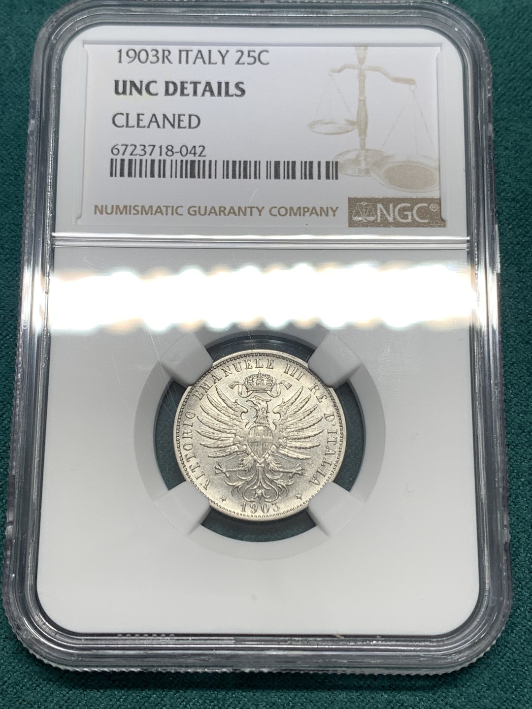 《竞宝斋》第169场-周日，周一2场 (全场包邮) NGC UNCD 意大利1903R年25分