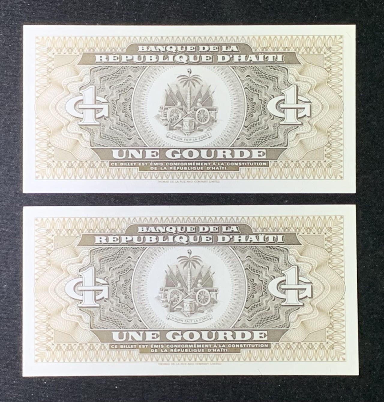 紫瑗钱币——第274期拍卖—纸币场 海地 1992年 1古德 2枚一组 UNC