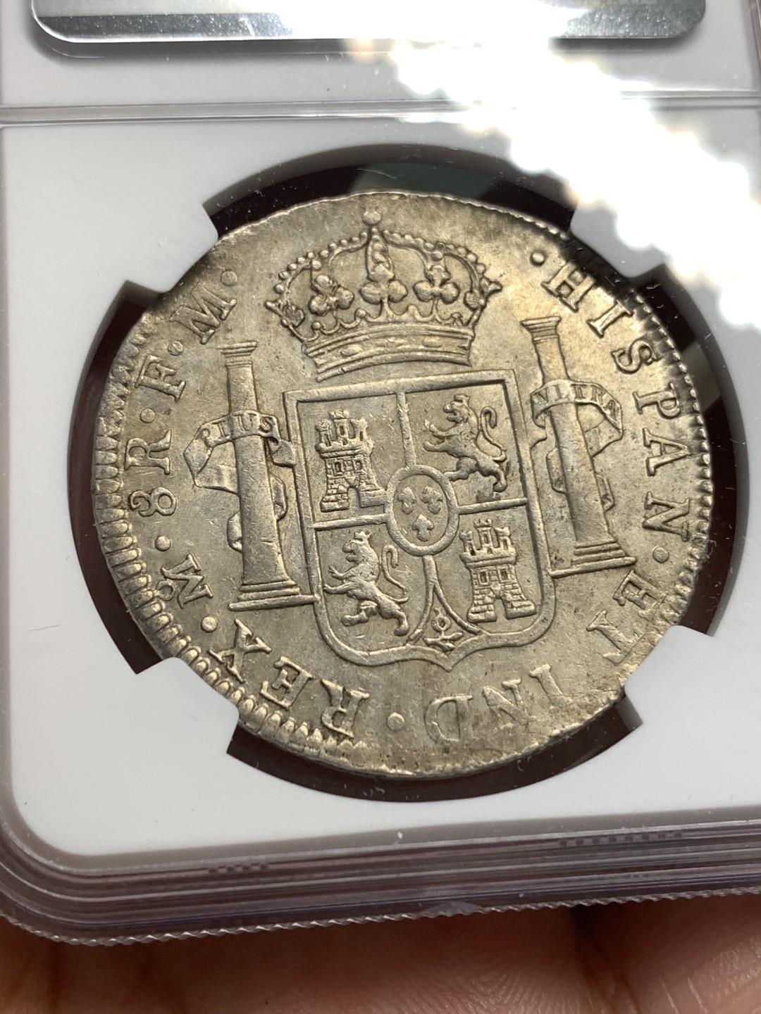 《竞宝斋》第169场-周日，周一2场 (全场包邮) NGC AU58 墨西哥 1798年 卡四 双柱 大银币 早期年份 双面深打 值得收藏