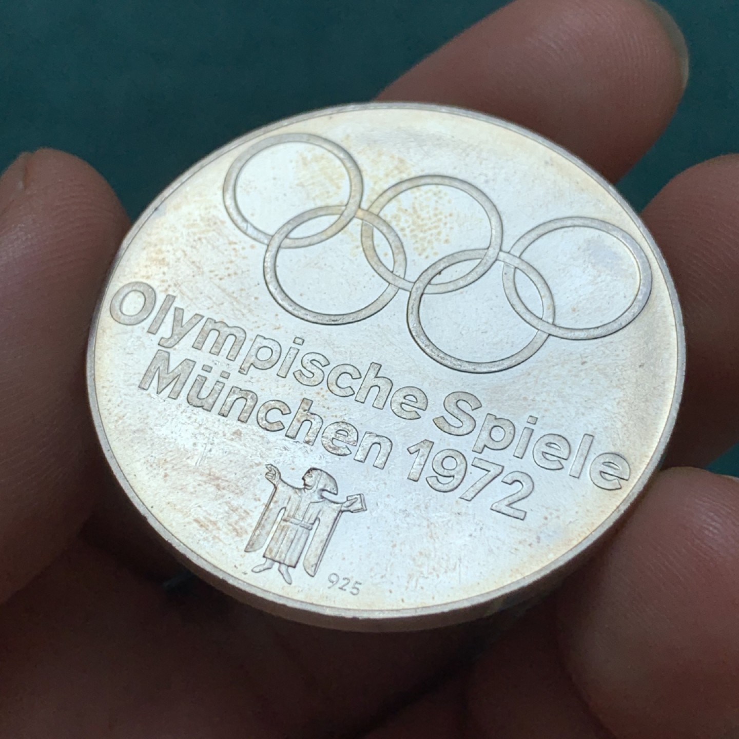 《竞宝斋》第169场-周日，周一2场 (全场包邮) 1972年 德国 慕尼黑 夏季奥林匹克运动会 银质奖牌 28.18克 40mm直径 925银 非常少