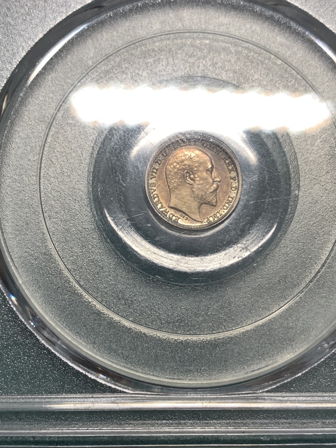 《竞宝斋》第169场-周日，周一2场 (全场包邮) PCGS PR62 英国1902年爱七 1便士银币 这个是精制套里的， 玫瑰金包浆