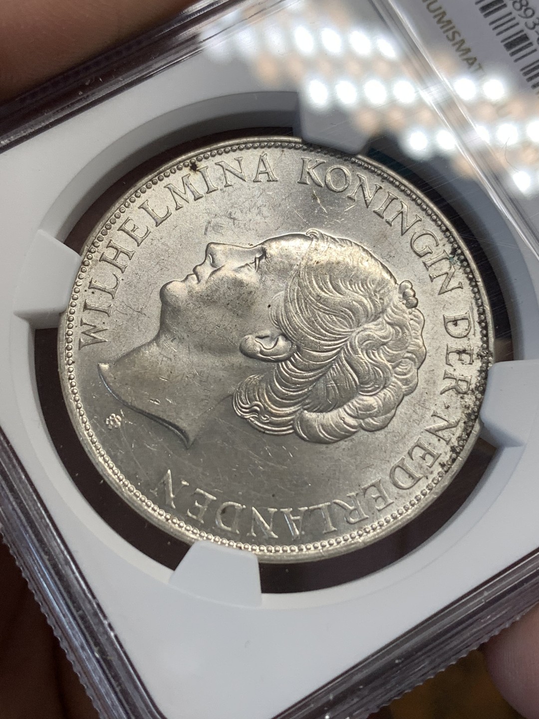 《竞宝斋》第169场-周日，周一2场 (全场包邮) NGC-MS61 荷兰1938年 威廉米娜女王 2.5盾 原光好品