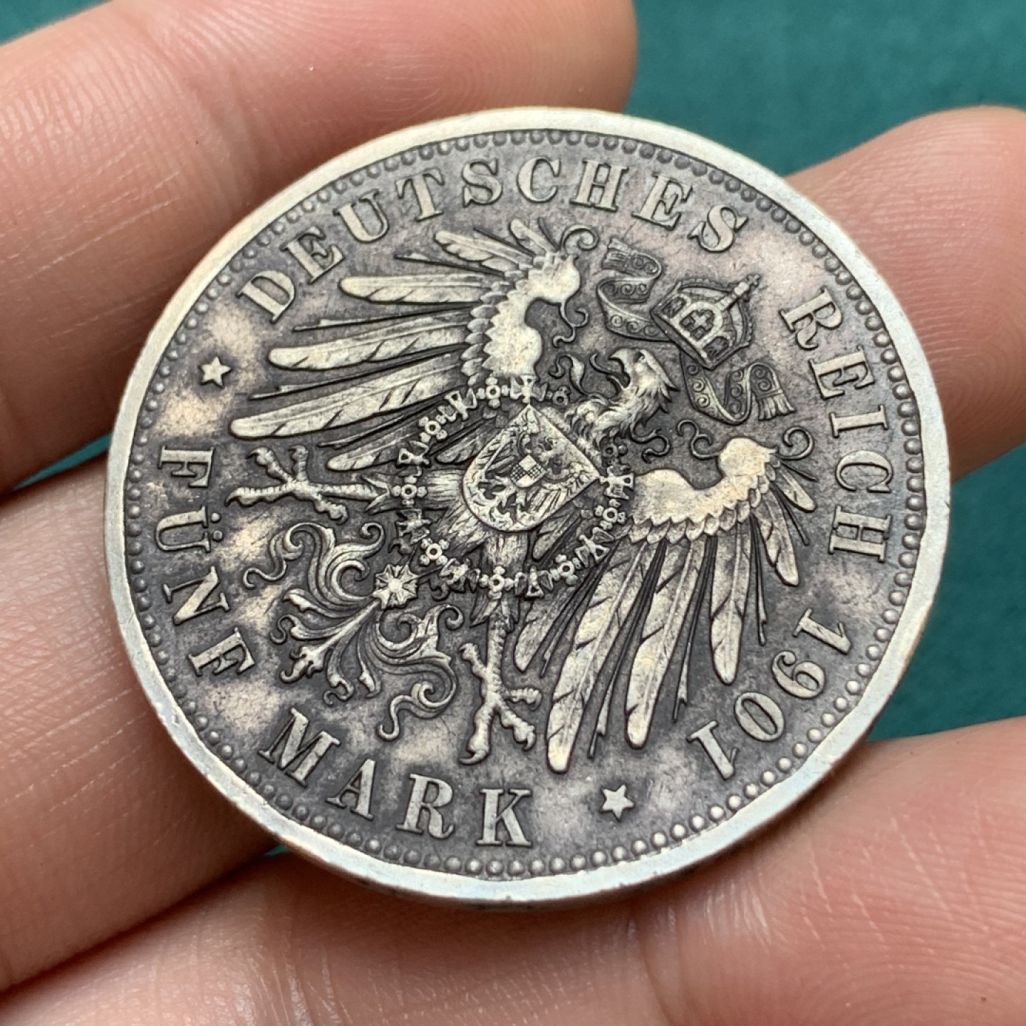 《竞宝斋》第169场-周日，周一2场 (全场包邮) 德国普鲁士1901年建国200周年5马克银币