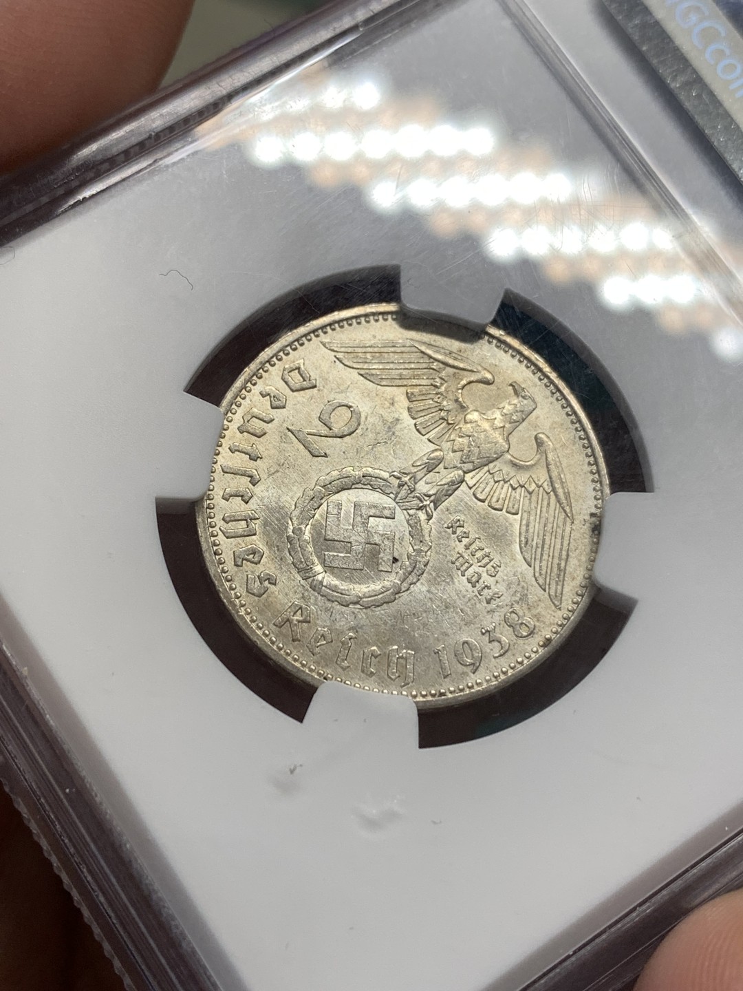 《竞宝斋》第169场-周日，周一2场 (全场包邮) NGC-MS62 德国 1938年 兴登堡  2马克 银币