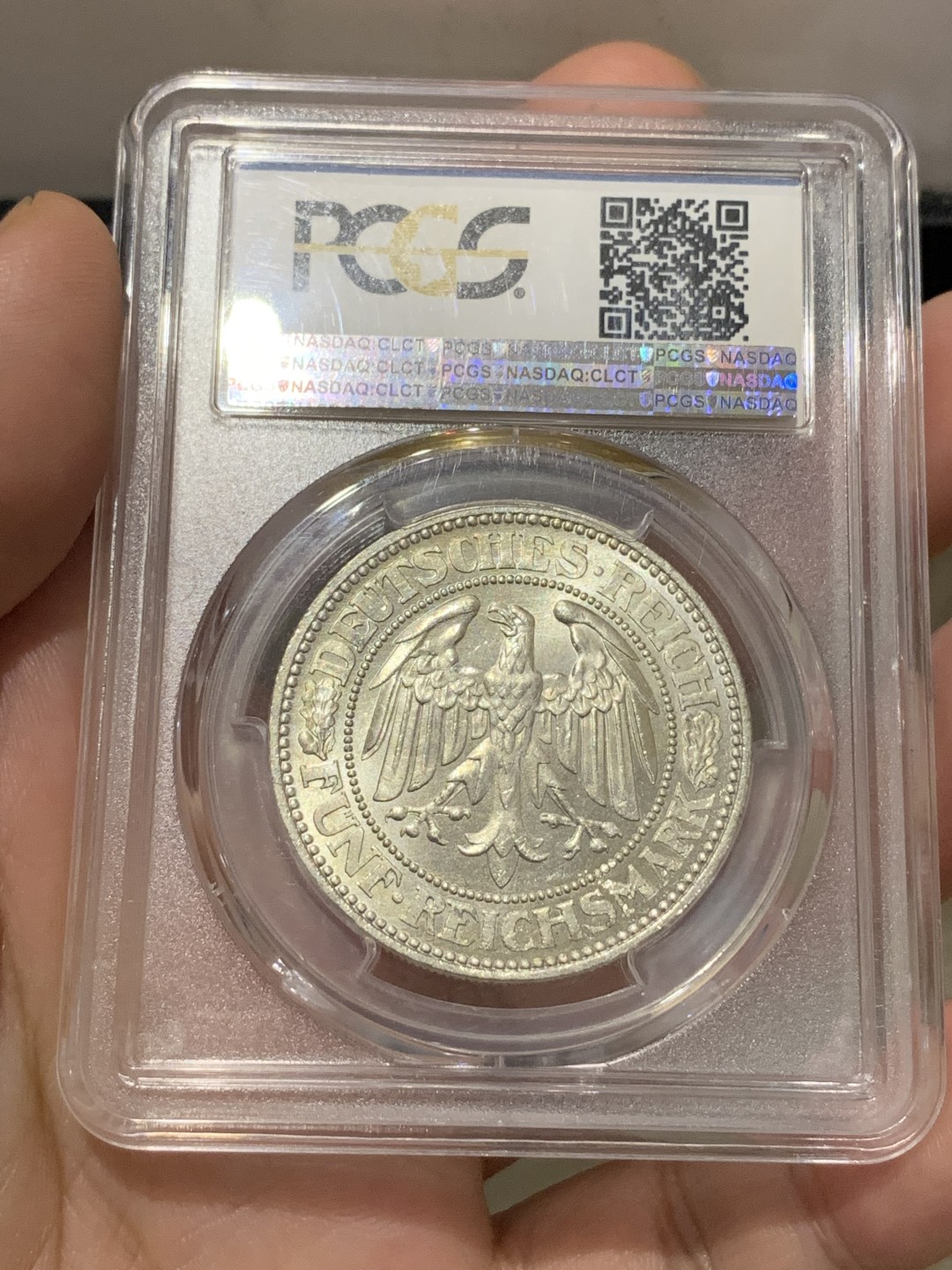 《竞宝斋》第169场-周日，周一2场 (全场包邮) PCGS-MS66 德国魏玛共和国1927年橡树5马克纪念银币 高分名誉品 一步到位终身收藏