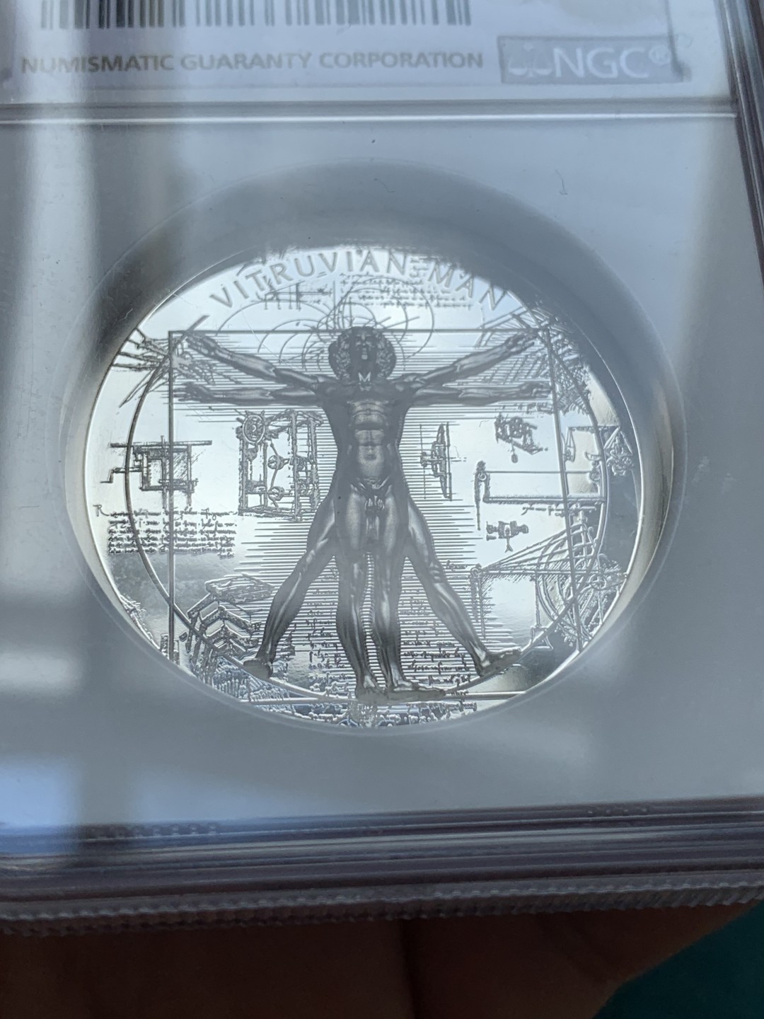 《竞宝斋》第169场-周日，周一2场 (全场包邮) NGC PF70UC 库克 2021达芬奇达芬奇维特鲁维亚人 X-ray黄金分割5元银币 发行量999枚 带盒子