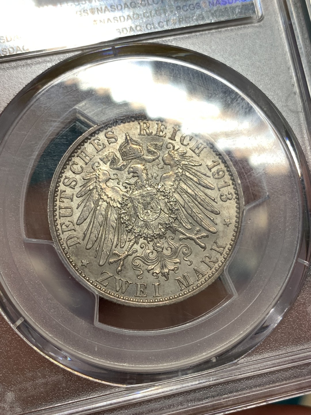 《竞宝斋》第169场-周日，周一2场 (全场包邮) PCGS-MS64 德国 1913年 普鲁士 军装 2马克 银币 好彩