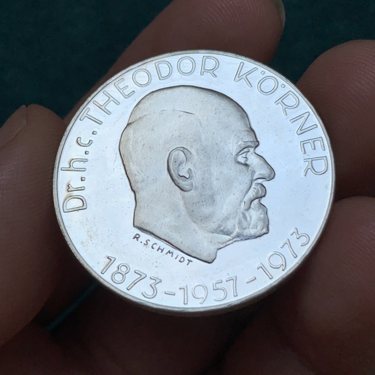 《竞宝斋》第169场-周日，周一2场 (全场包邮) 奥地利1973年50先令大银币精制 特奥多尔·克尔纳总统百年诞辰纪念 20克90%银