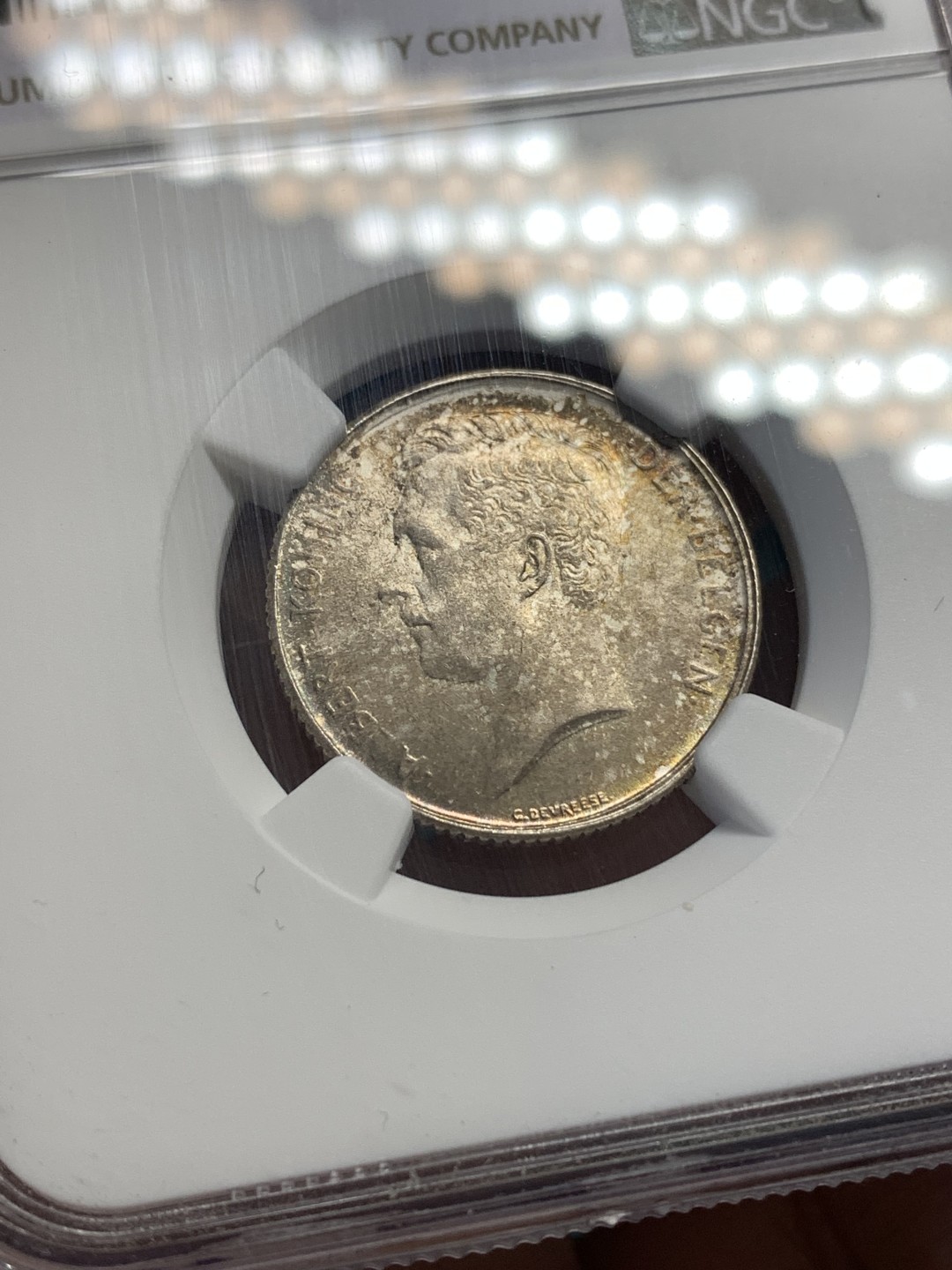 《竞宝斋》第169场-周日，周一2场 (全场包邮) NGC-MS64 比利时1914年 埃尔佩托 1法郎银币 淡彩好品