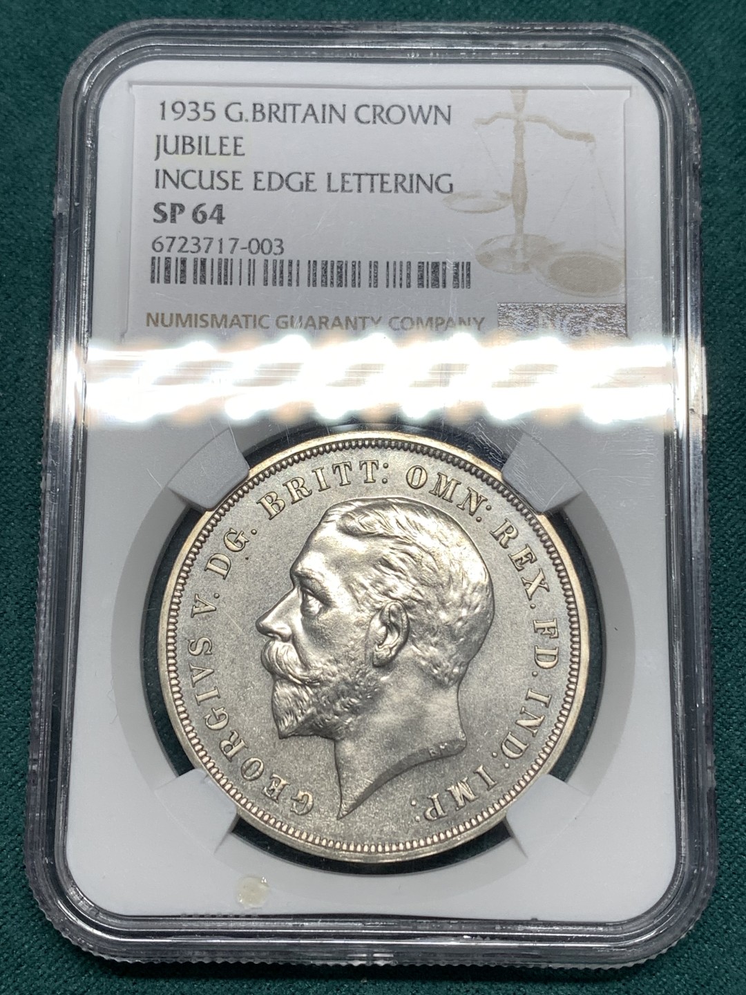 《竞宝斋》第169场-周日，周一2场 (全场包邮) NGC SP64 英国1935年乔治五世马剑一克朗银币，SP特制版本 NGC极少标注SP