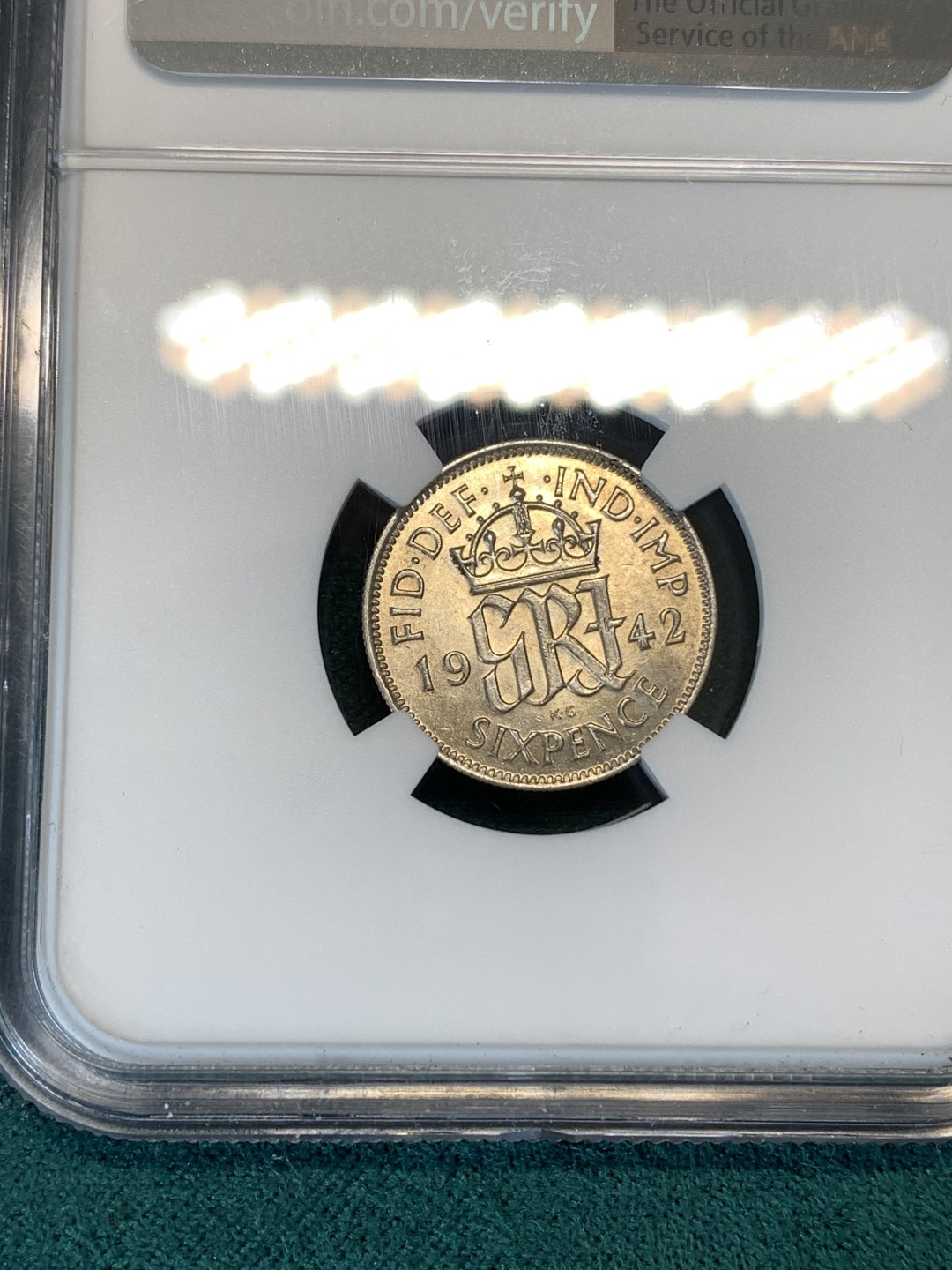 《竞宝斋》第169场-周日，周一2场 (全场包邮) NGC-MS62 英国1942年 乔六6便士 原光好品