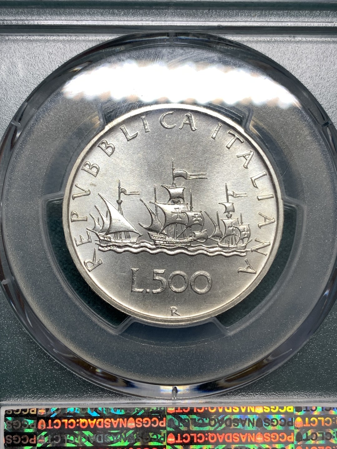 《竞宝斋》第169场-周日，周一2场 (全场包邮) PCGS-MS67 1998年 意大利 少女与帆船 500里拉 银币 亚军分 更高分仅一枚