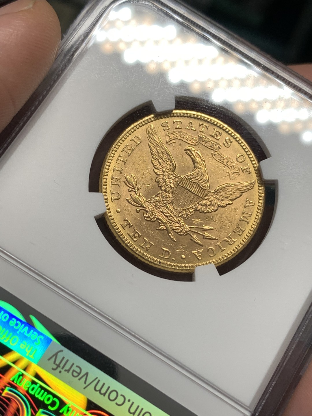 《竞宝斋》第169场-周日，周一2场 (全场包邮) NGC MS60 1882年美国自由女神10美元金币 16.718克 900金 直径27MM 厚2MM