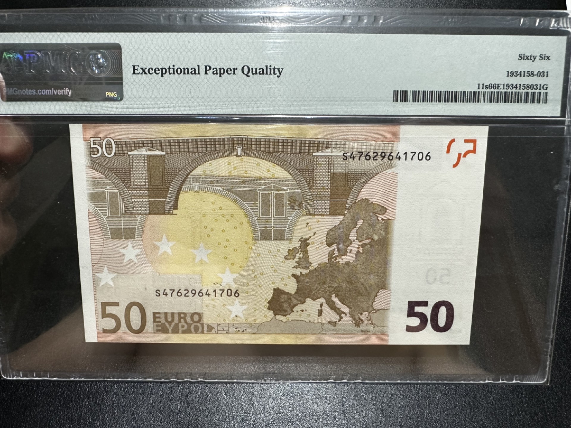 《外钞收藏家》第二百七十二期 2002年欧元50 二签 PMG66 意大利