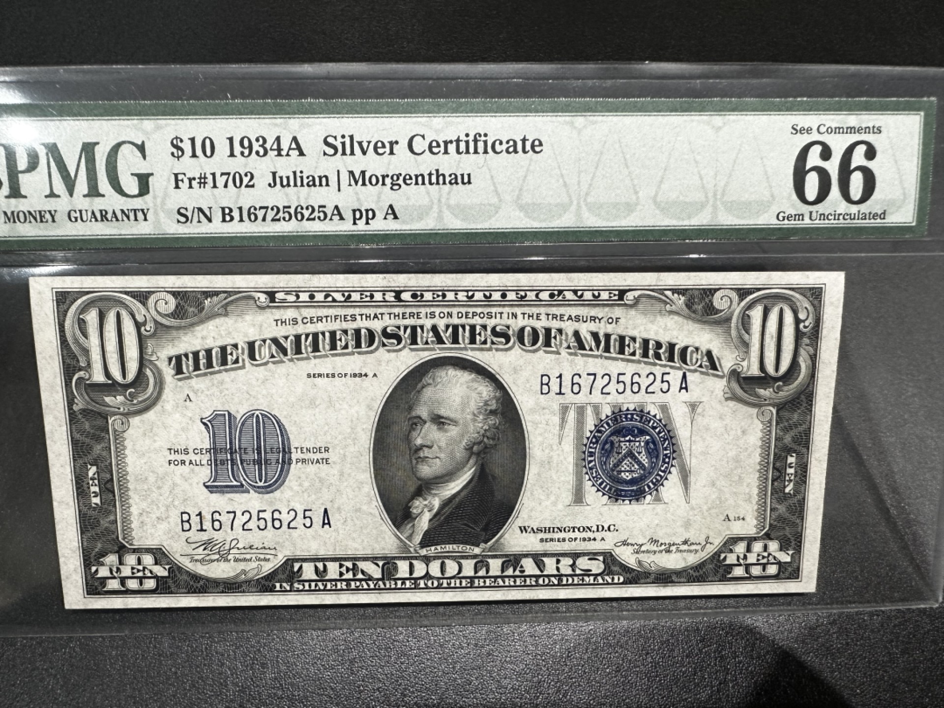 《外钞收藏家》第二百七十二期 1934年美国10美元 银币券 最早的一代壳子 PMG66 