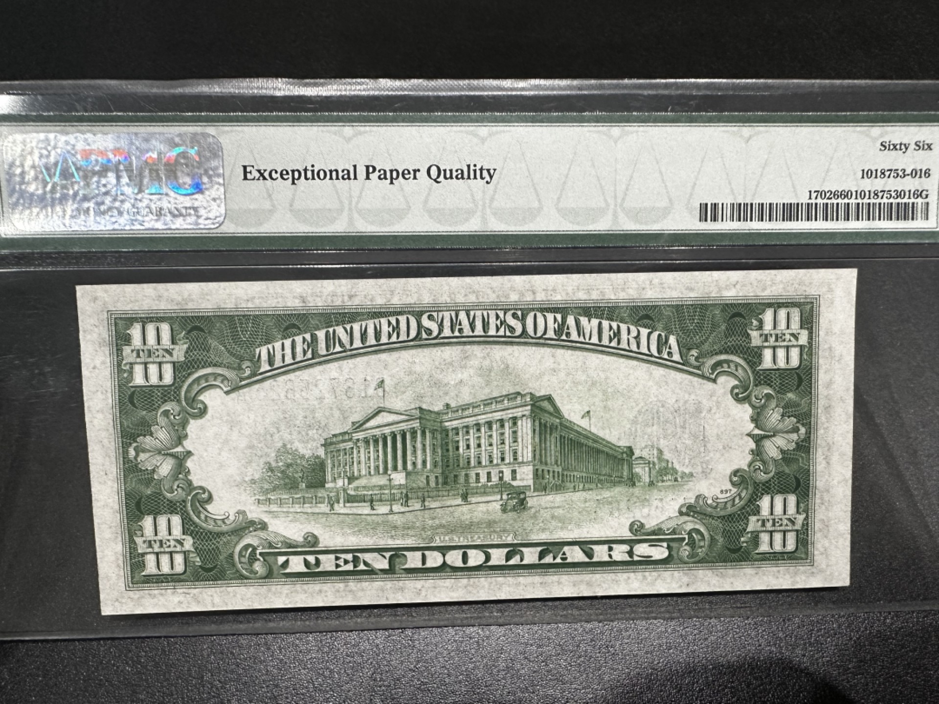 《外钞收藏家》第二百七十二期 1934年美国10美元 银币券 最早的一代壳子 PMG66 