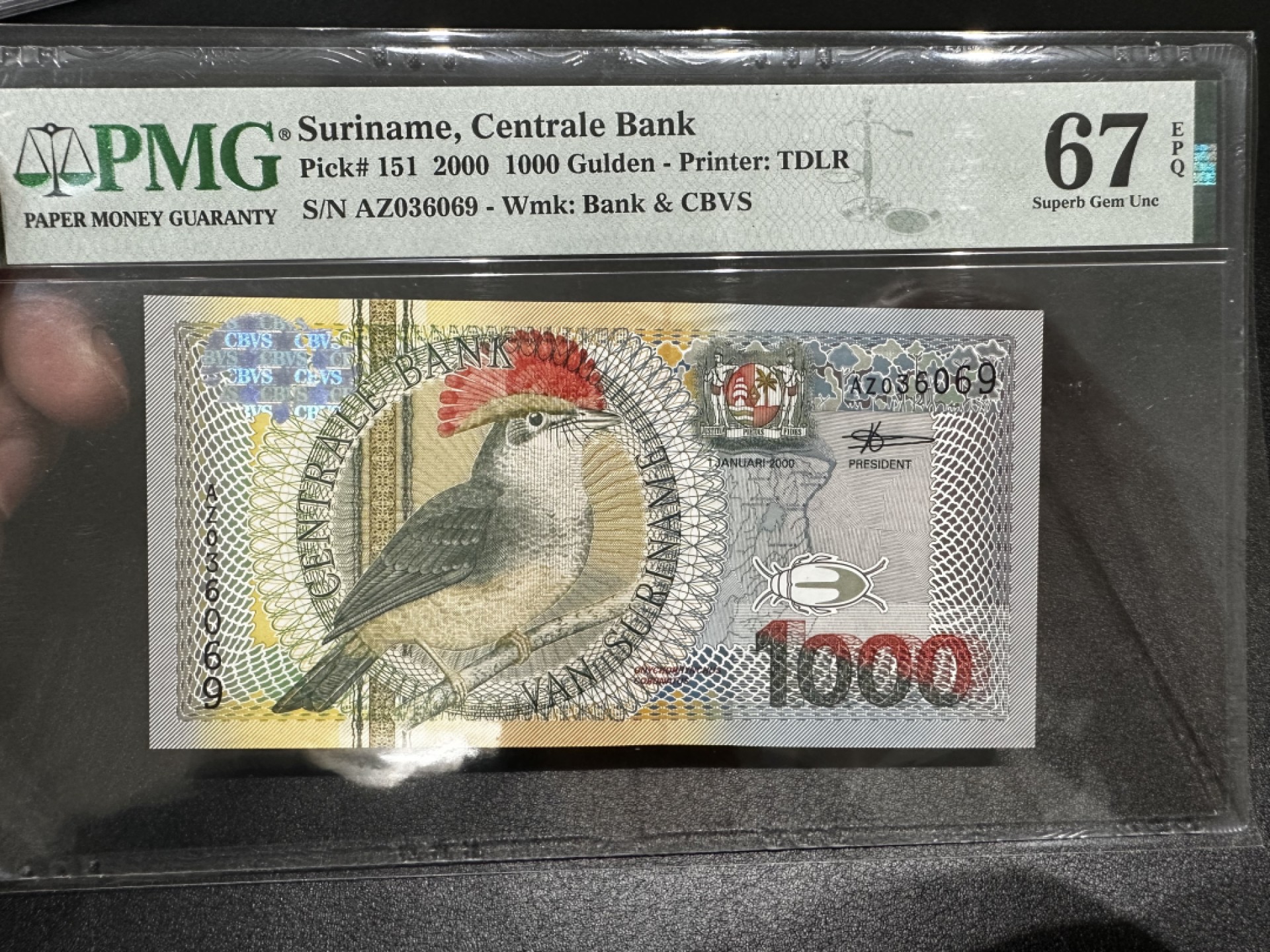 《外钞收藏家》第二百七十二期 2000年苏里南1000盾 PMG67 无47