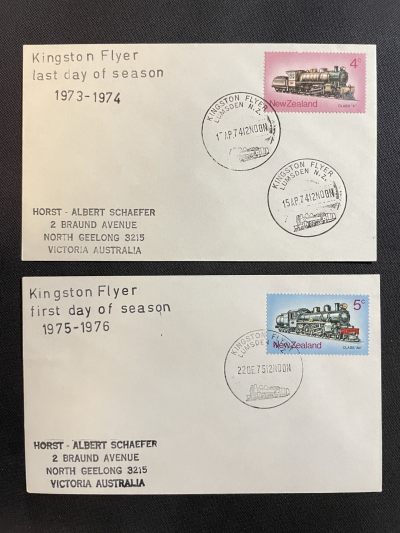 【第45期】莲池国际邮品拍卖 - 【新西兰】1974 - 76 火车邮局首尾期实寄封一对