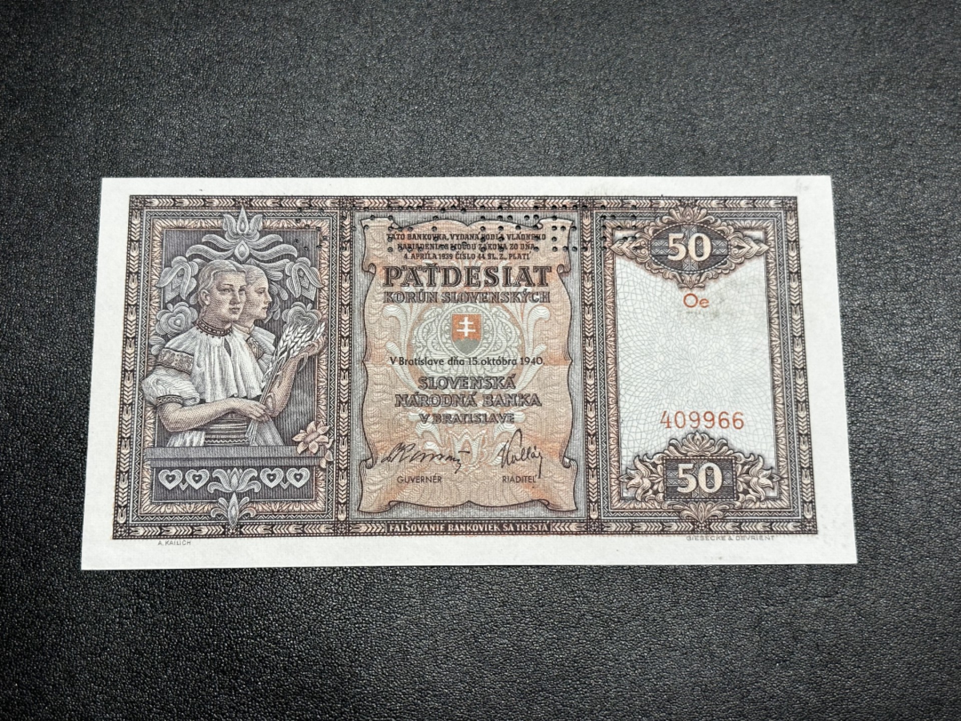《外钞收藏家》第二百七十二期 1940年斯洛伐克50 样钞 全新