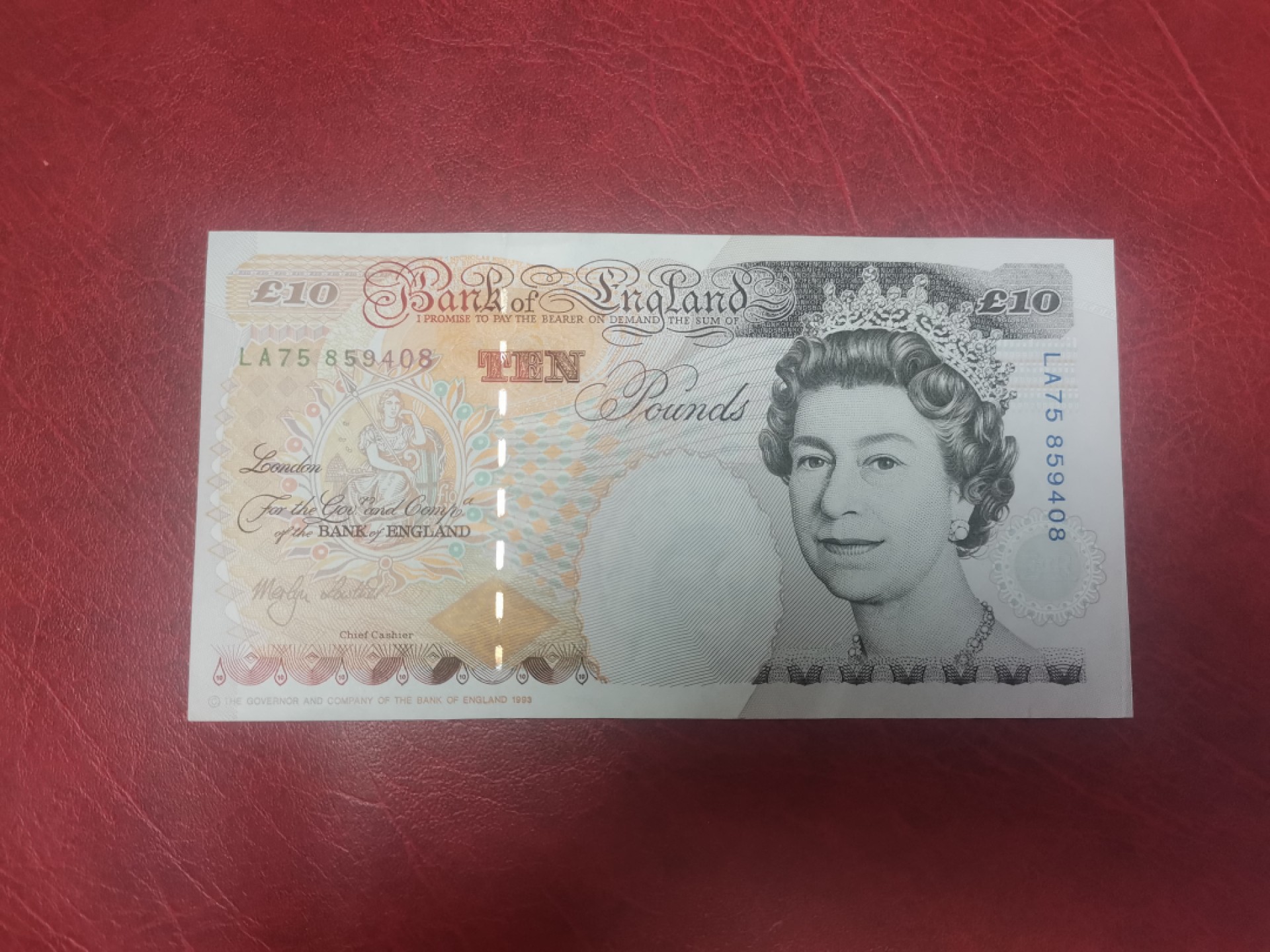 英国纸币 1999年E序10英镑 稀有LA冠LOWTHER限量签名纪念钞 全新UNC