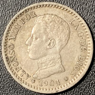 紫瑗钱币——第275期拍卖 - 西班牙 1904年 阿方索十三世 少年头 50分 2.5克 0.835银