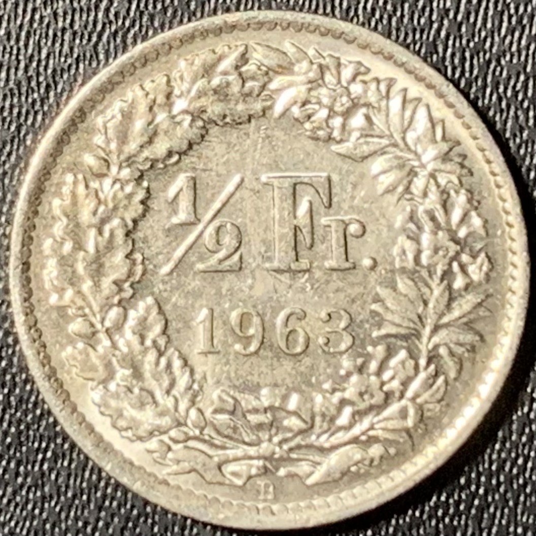 紫瑗钱币——第291期拍卖 瑞士 1963年 赫尔维蒂亚 1/2法郎 2.5克 0.835银 UNC