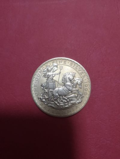 印度FAO纪念币 - 英国1999年不列颠女神2镑银币，32.54克958银