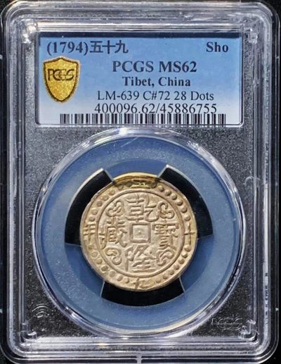原味少见品乾隆59年乾隆藏宝银元PCGS评级MS62收藏 