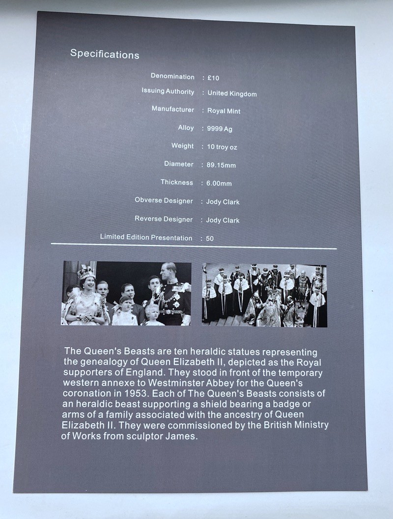 【金钰满堂钱币】拍卖第一期 希望大家多多捧场 2019年英国神兽系列苏格兰独角兽银币10盎司银评级NGC69 盒证齐全
