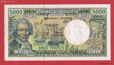 法属太平洋(法属波利尼西亚)5000法郎 1996年 注意签名 大洋洲 实物图 UNC - 法属太平洋(法属波利尼西亚)5000法郎 1996年 注意签名 大洋洲 实物图 UNC