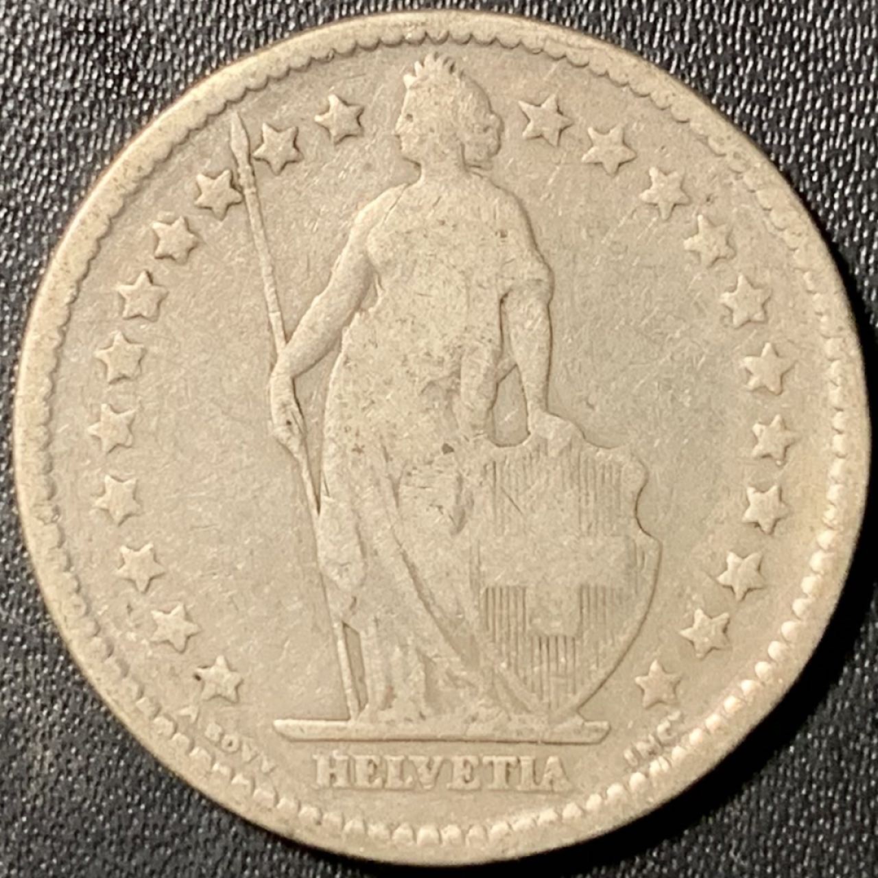 紫瑗钱币——第296期拍卖 瑞士 1875年 赫尔维蒂亚 2法郎 10克 0.835银