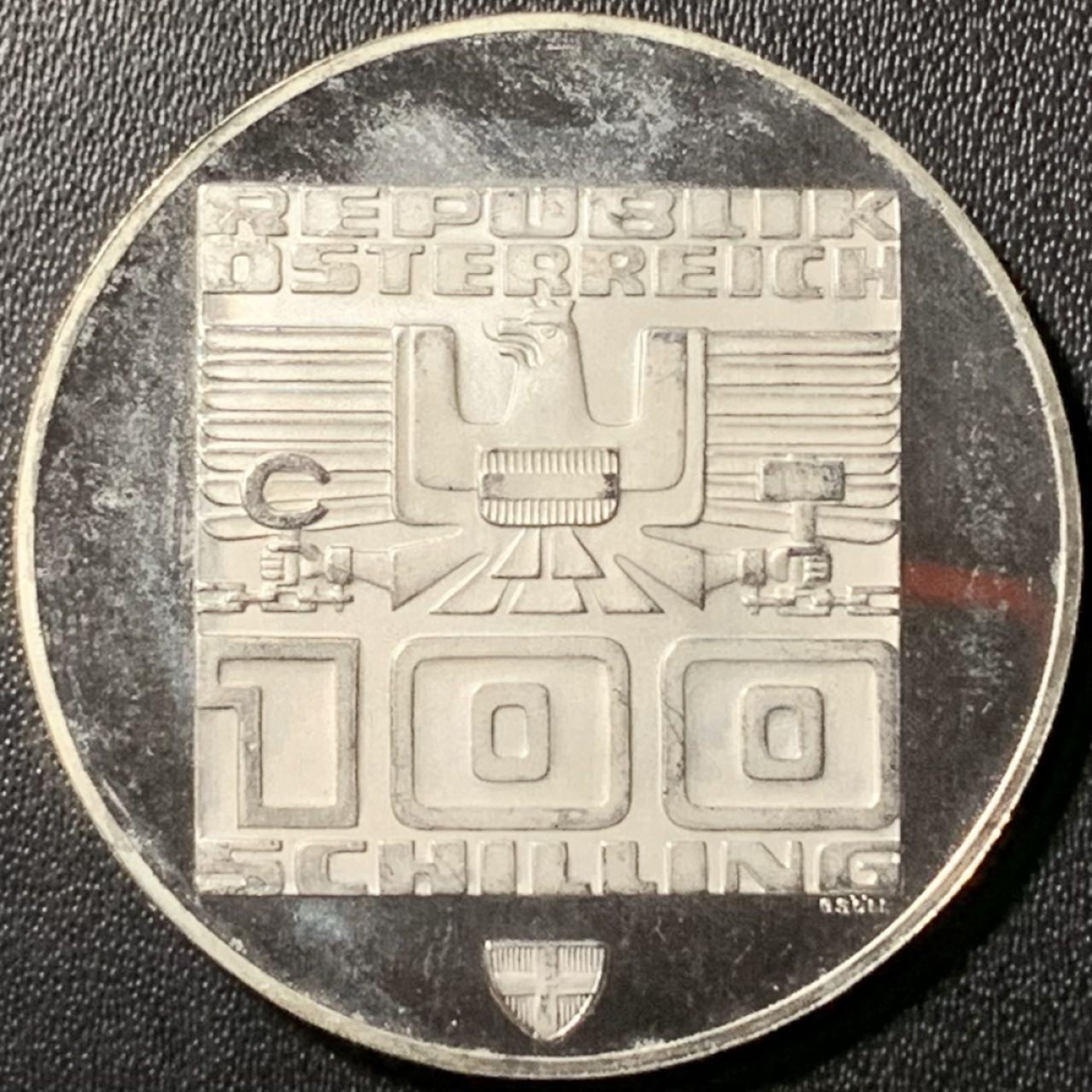 紫瑗钱币——第317期拍卖 奥地利 1976年 因斯布鲁克冬奥运 主会场 100先令 24克 0.64银 精制