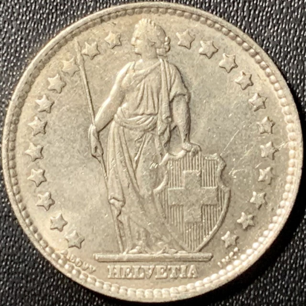 紫瑗钱币——第296期拍卖 瑞士 1964年 赫尔维蒂亚 1法郎 5克 0.835银 UNC