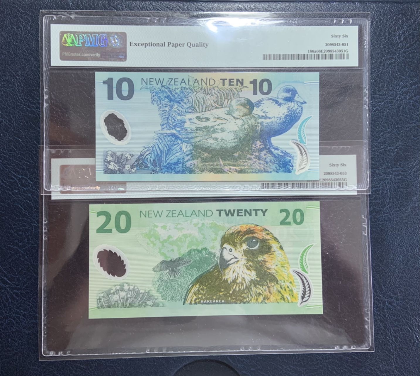 收藏联盟Quantum Auction 第263期拍卖  新西兰1999-2002年5-100元首发全同百位号 PMG66-68 号码无47
