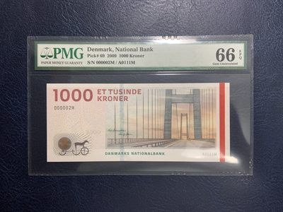 收藏联盟Quantum Auction 第263期拍卖  - 丹麦2009年1000克朗 PMG66 A01冠 小号 2号