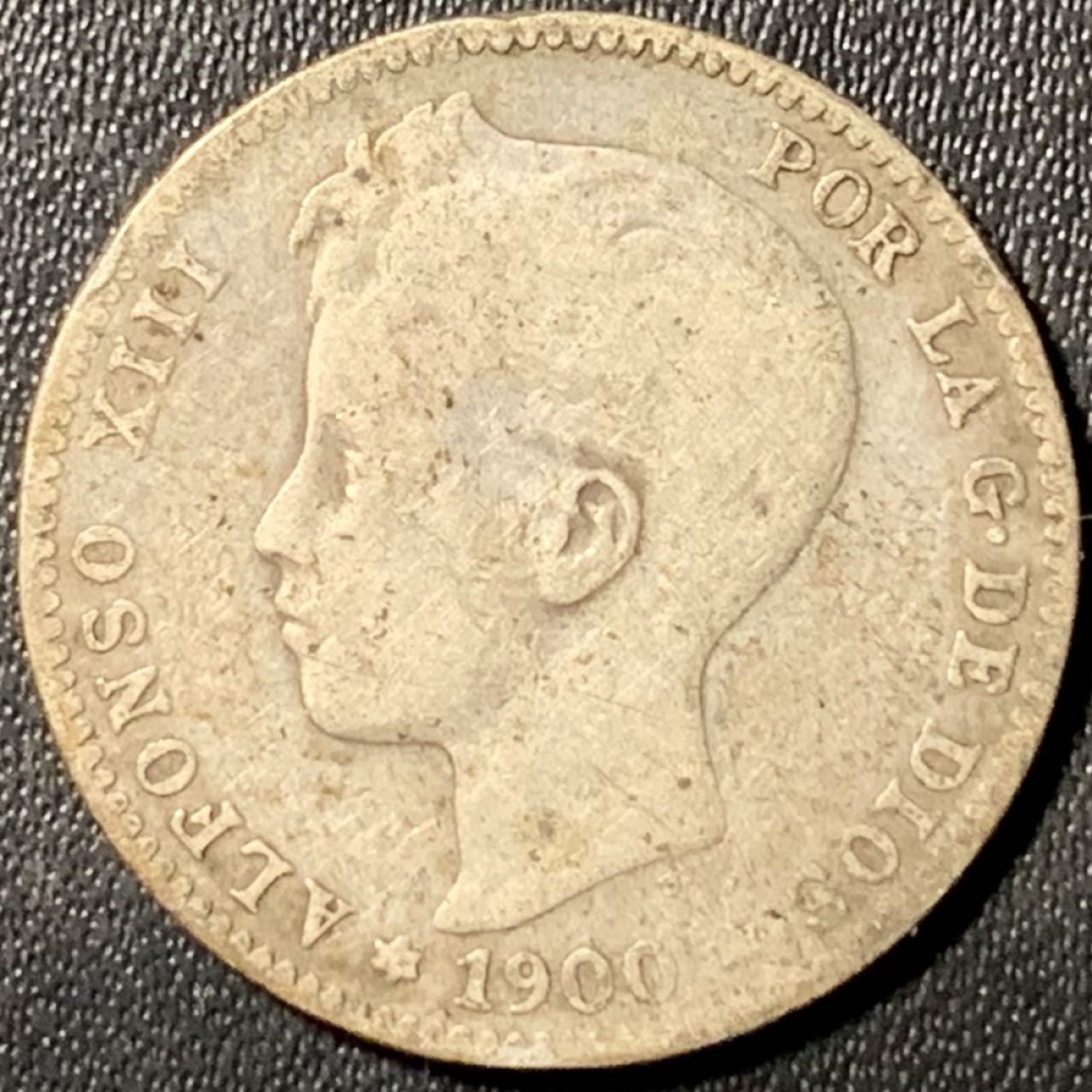 紫瑗钱币——第317期拍卖 西班牙 1900年 阿方索十三世 1比塞塔 5克 0.835银