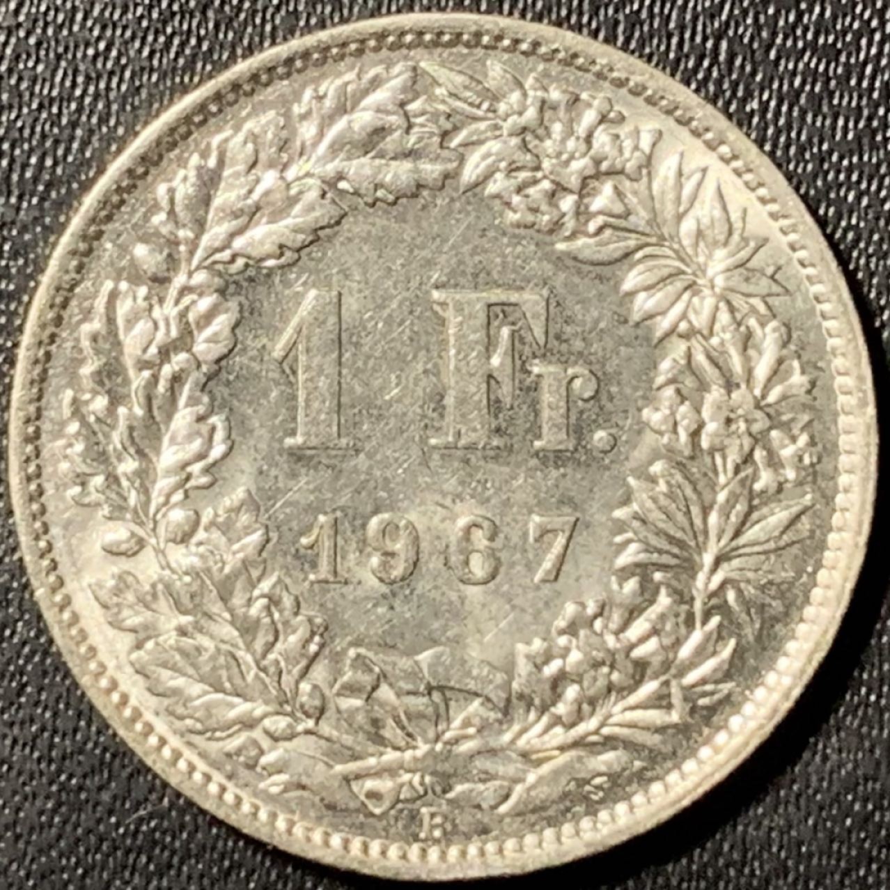 紫瑗钱币——第296期拍卖 瑞士 1967年 赫尔维蒂亚 1法郎 5克 0.835银 UNC