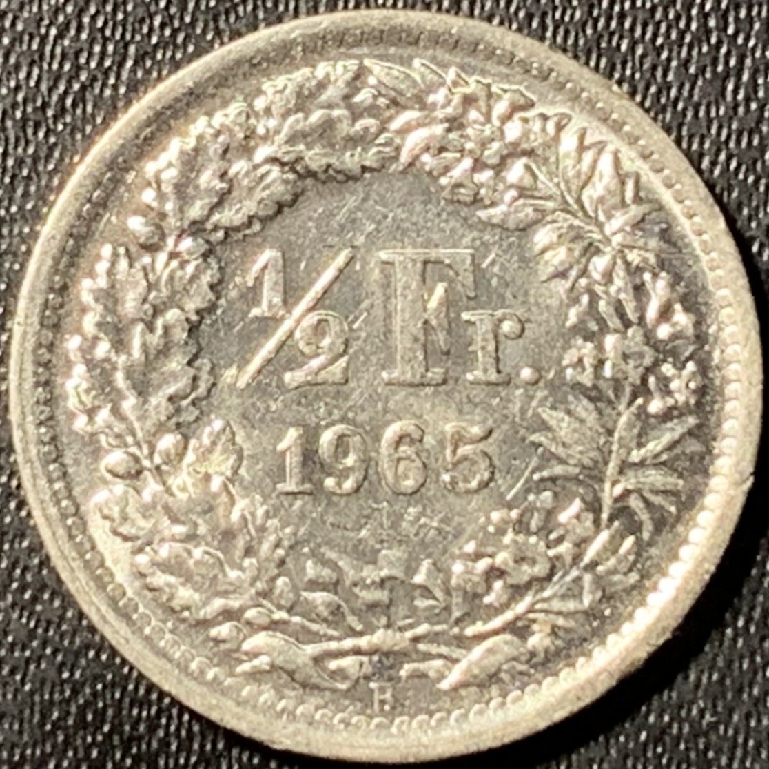 紫瑗钱币——第296期拍卖 瑞士 1965年 赫尔维蒂亚 1/2法郎 2.5克 0.835银 UNC 